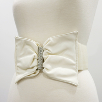Large Bow Waist Belt - White