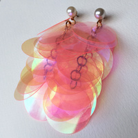 Stud Earrings - Pink Iridescent Dangles