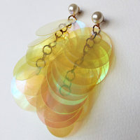 Stud Earrings - Yellow Iridescent Dangles