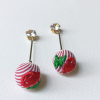Stud Earrings - Rose Bauble Drop