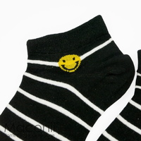 Socks - Smiley Face Stripe Black