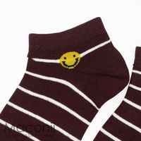 Socks - Smiley Face Stripe Burgundy
