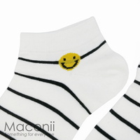 Socks - Smiley Face Stripe White