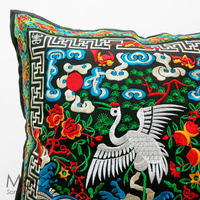 Embroidered Cushion Cover - Crane #001