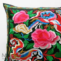 Embroidered Cushion Cover - Floral Butterfly #002