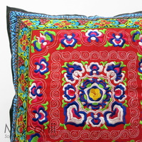 Embroidered Cushion Cover - Kaleidoscope Red #004