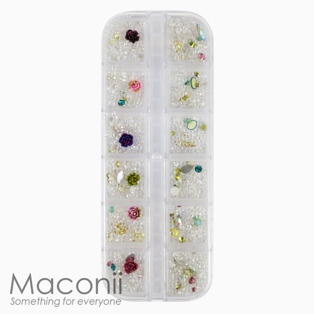 Nail Art Rhinestone Set #03 - Flowers and Gems - Maconii