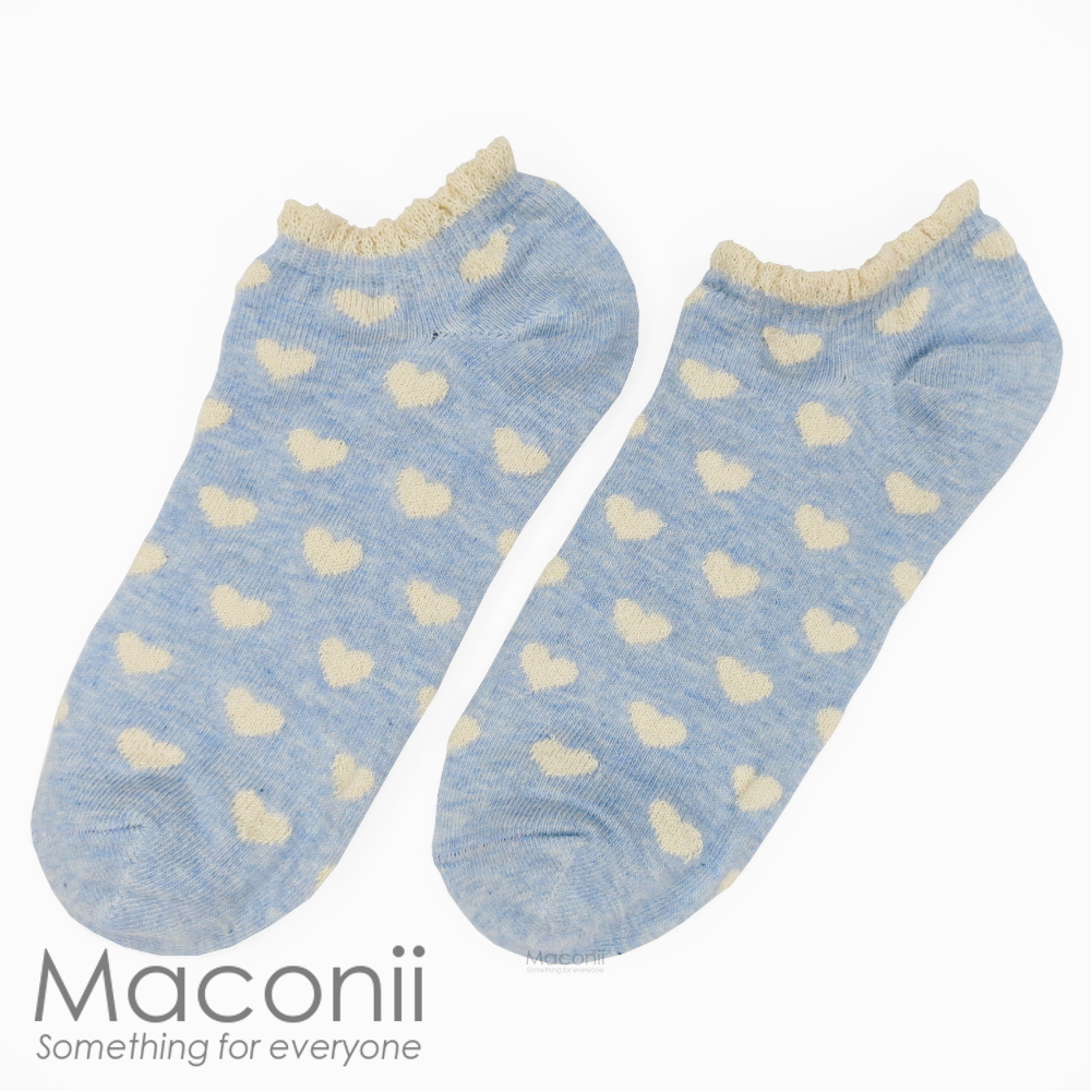 Socks - Heart Pattern Frill Blue - Tootsies