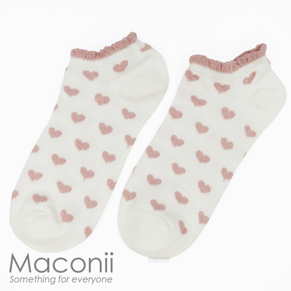 Ankle Socks Heart Pattern - White Pink Blue Black Cream Frill Korea Japan Design - Picture 6 of 7