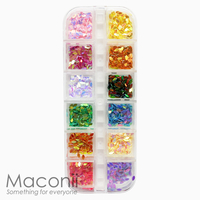 Nail Art Glitter Set #08 - Iridescent Leaves
