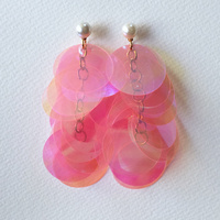 Stud Earrings - Pink Iridescent Dangles