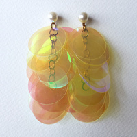 Stud Earrings - Yellow Iridescent Dangles