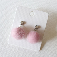 Stud Earrings - Fluffy Pink