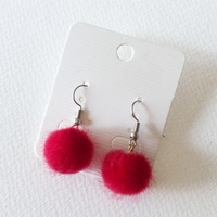 Stud Earrings - Fluffy Red