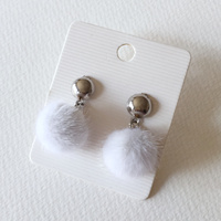 Stud Earrings - Fluffy White
