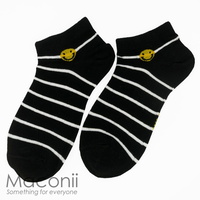 Socks - Smiley Face Stripe Black