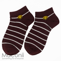 Socks - Smiley Face Stripe Burgundy