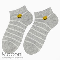 Socks - Smiley Face Stripe Grey
