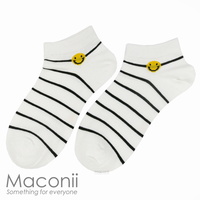 Socks - Smiley Face Stripe White