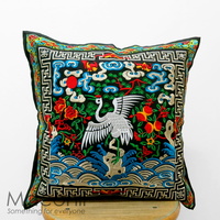 Embroidered Cushion Cover - Crane #001