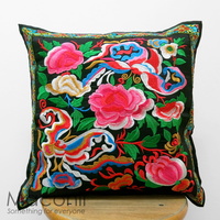 Embroidered Cushion Cover - Floral Butterfly #002