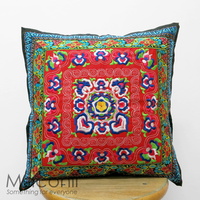 Embroidered Cushion Cover - Kaleidoscope Red #004